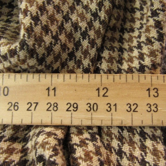 Houndstooth Pleated Trousers Mens 34x30 Brown Tan Side Adjusters Heritage Style - Picture 6 of 13